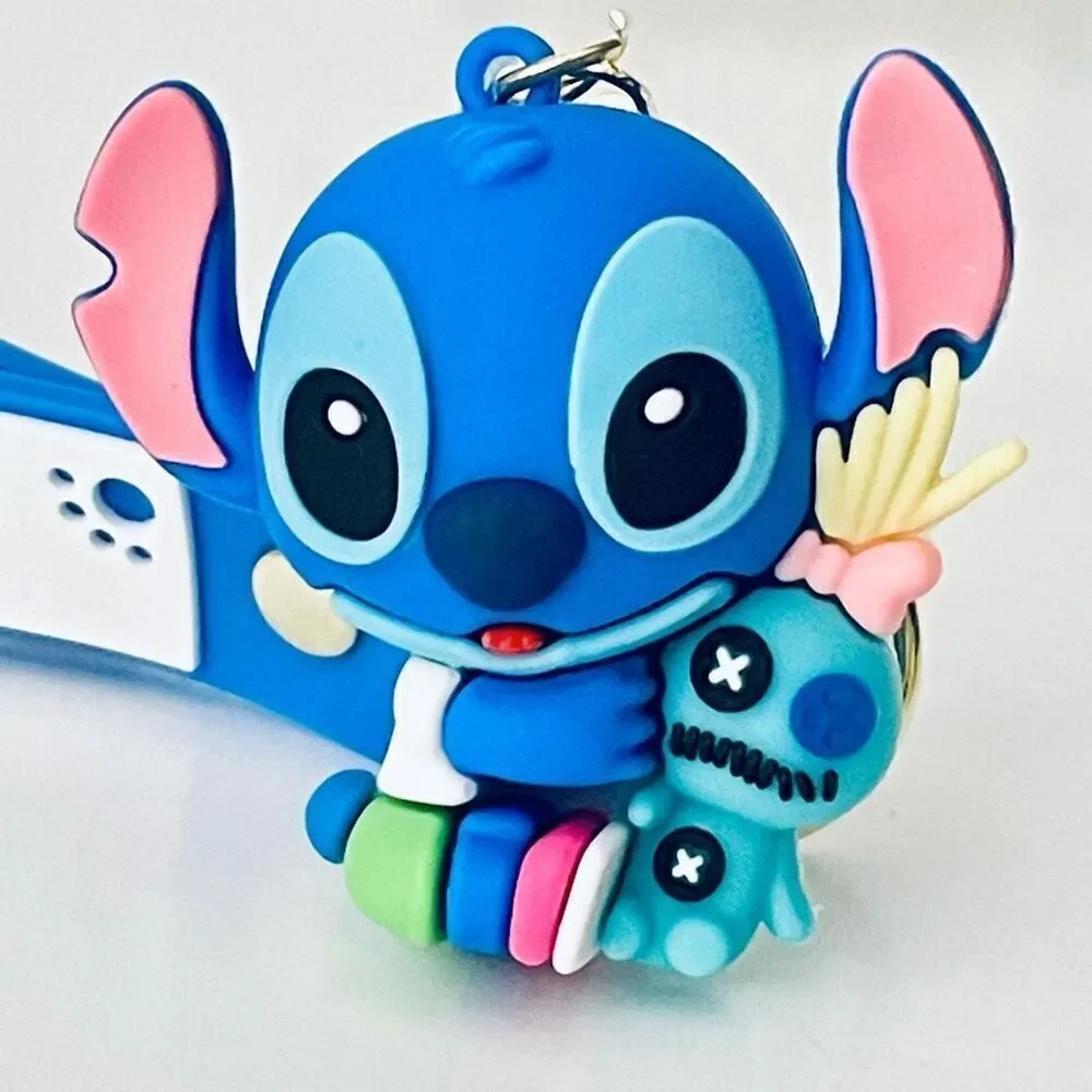 NWT Disney We love Stitch Voodoo Doll Blue Wristlet Key holder Keyring Keychain